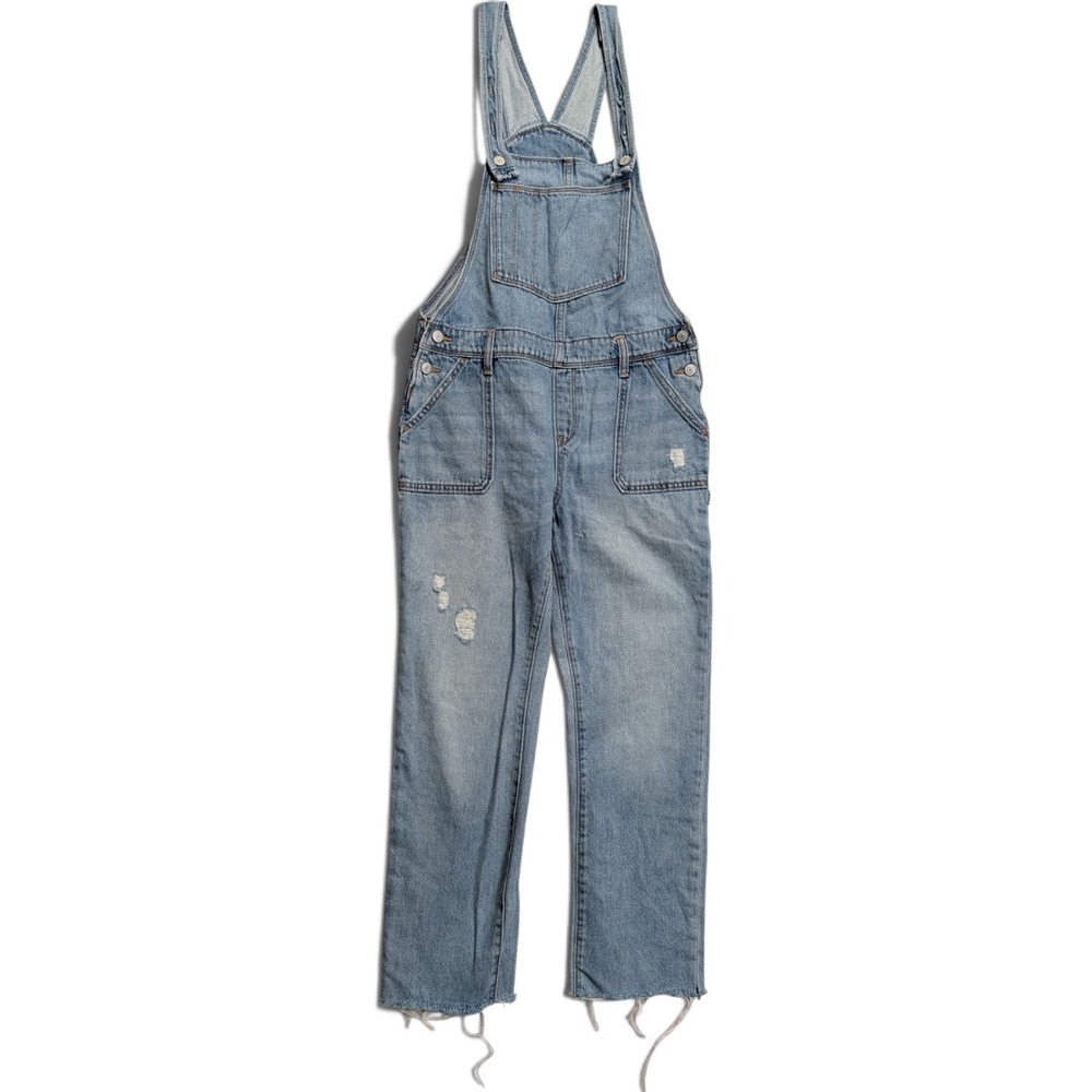 Old Navy Girls Overalls Size XXL 16 Distressed Raw Hem Light Wash Blue